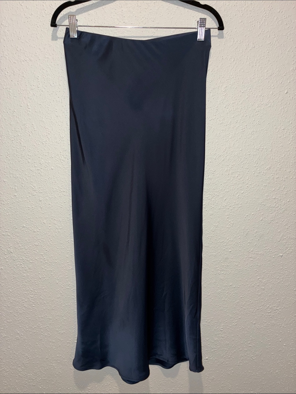 Zara Navy Satin Maxi Skirt